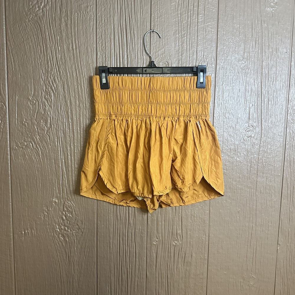 Free People Movement Way Home Shorts Size M Mustard Yellow Athletic Gym Lounge